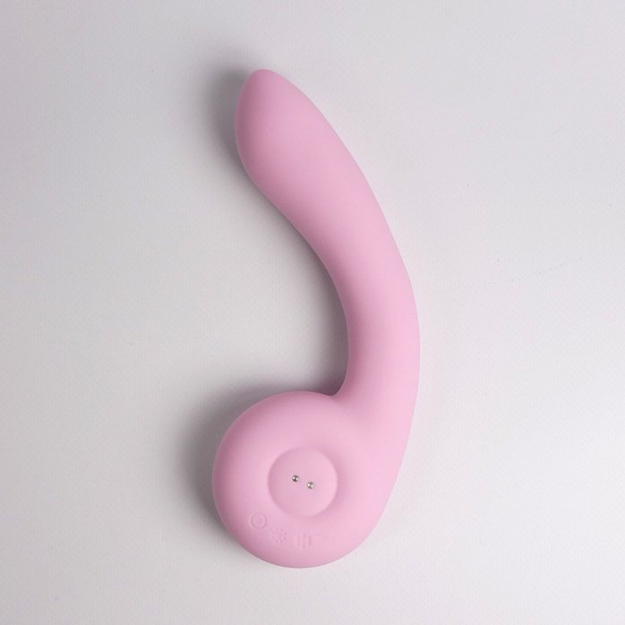 Розовый вибростимулятор точки G с нагревом Bendable Heating G-Spot Vibrator. Фотография 5.