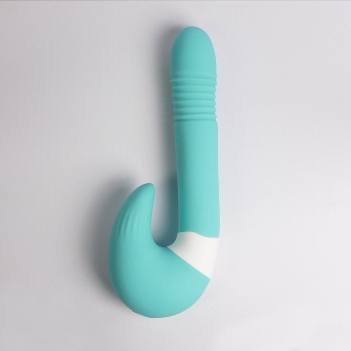 Бирюзовый вибростимулятор зоны G 2-в-1. Фотография 8.
