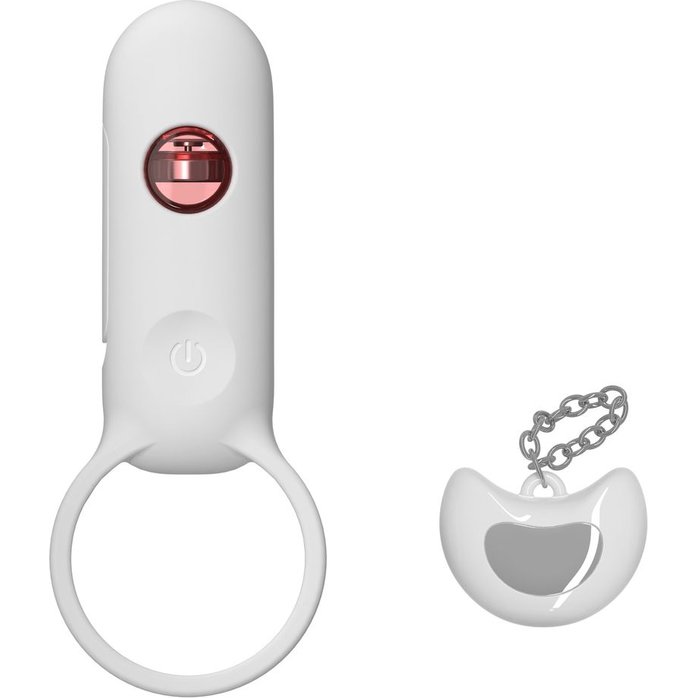 Белое эрекционное виброкольцо с пультом ДУ. Фотография 3.