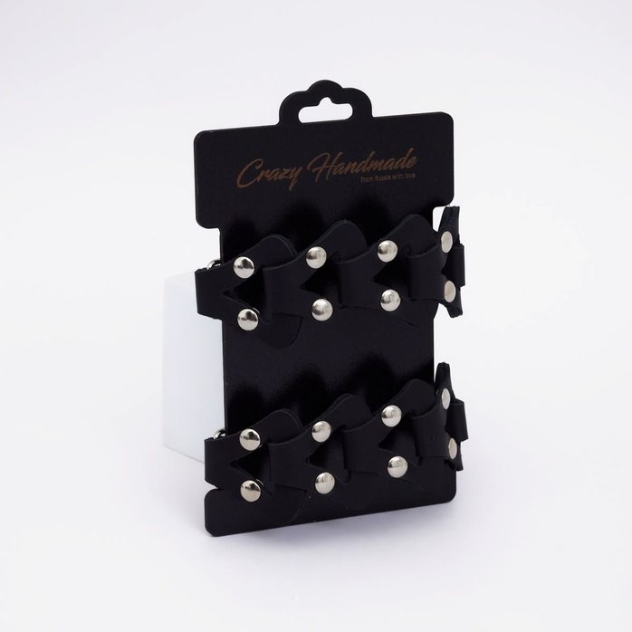 Черные кожаные оковы из звеньев. Фотография 2.