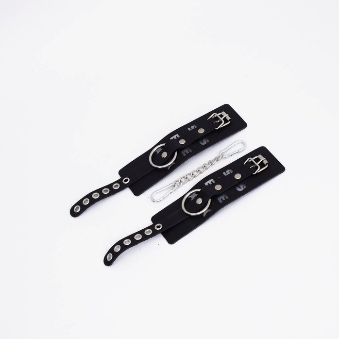 Черные кожаные наручники Sex. Фотография 2.