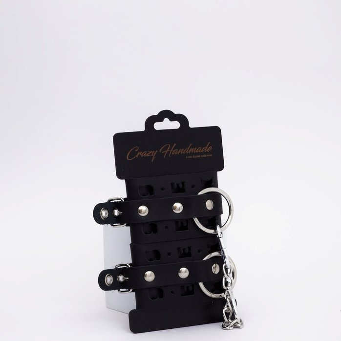 Черные кожаные наручники Sex. Фотография 3.