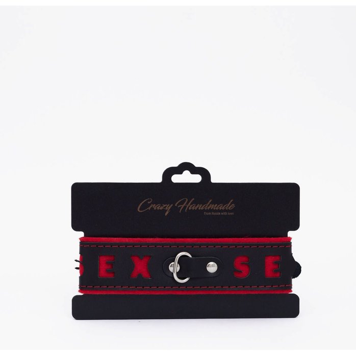 Черно-красный ошейник Sex. Фотография 3.