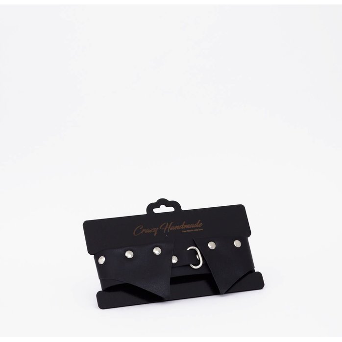 Черный однослойный кожаный ошейник с имитацией воротничка. Фотография 2.