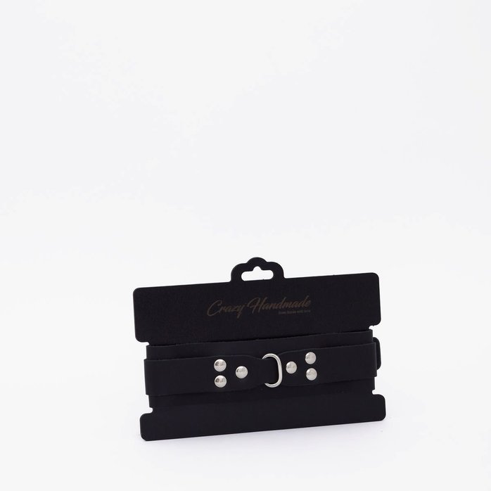 Черный ошейник из высококачественной натуральной кожи. Фотография 2.