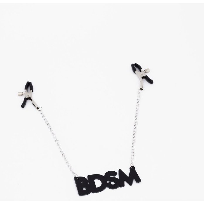 Зажимы на соски с кожаной подвеской BDSM