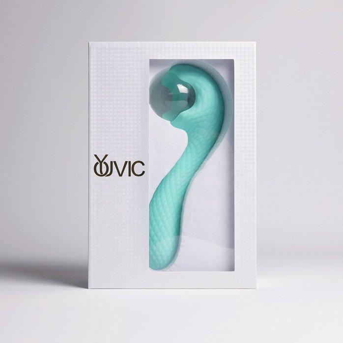 Бирюзовый вибромассажёр с деликатными токами. Фотография 2.