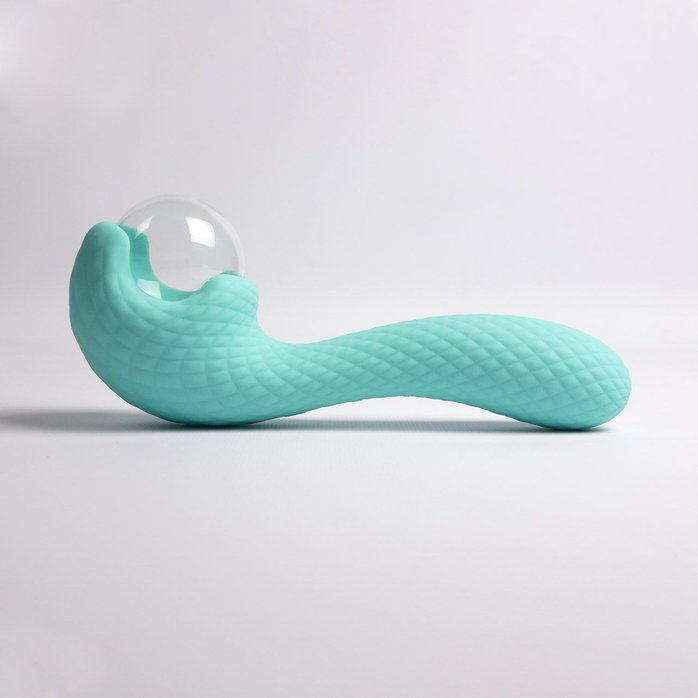Бирюзовый вибромассажёр с деликатными токами. Фотография 5.