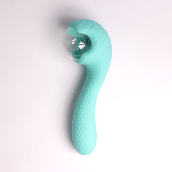 Бирюзовый вибромассажёр с деликатными токами. Фотография 6.