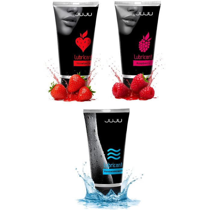 Набор из 3 лубрикантов JUJU (увлажняющий, клубника, малина)