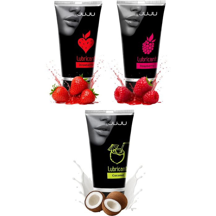Набор из 3 съедобных лубрикантов JUJU (клубника, малина, кокос)