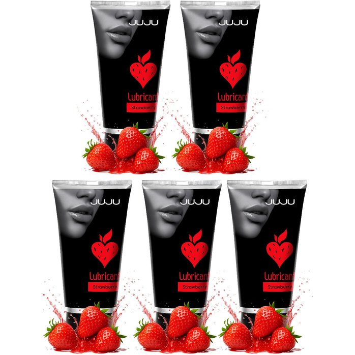 Набор из 5 съедобных лубрикантов JUJU со вкусом клубники