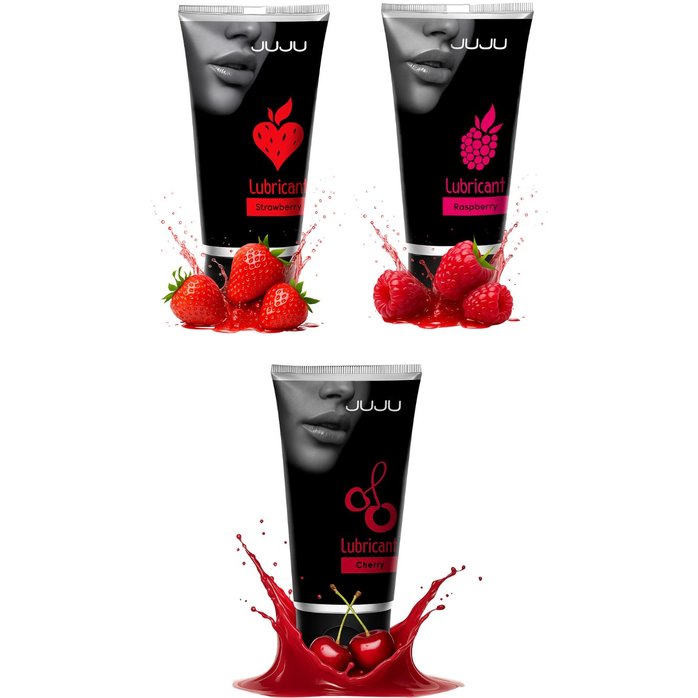 Набор из 3 съедобных лубрикантов JUJU (клубника, малина, вишня)