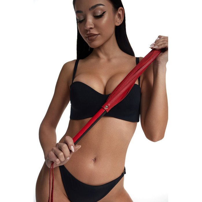 Красно-черный кожаный флоггер - 50 см. Фотография 4.