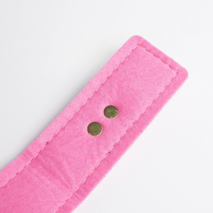 Черно-розовый ошейник с золотистой фурнитурой. Фотография 2.