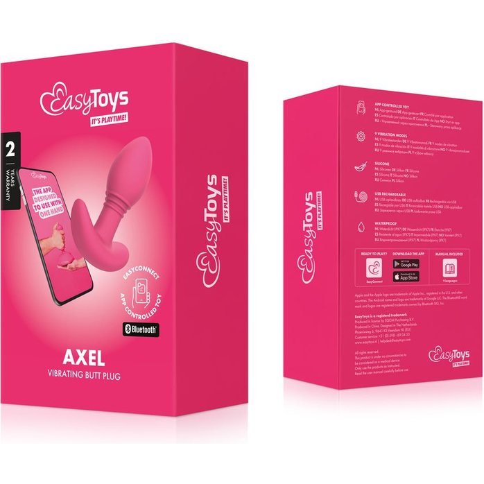 Розовая интерактивная вибропробка Axel - 10 см - EasyConnect. Фотография 11.