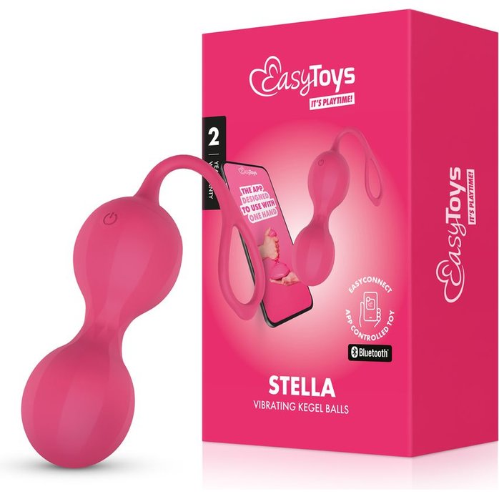 Розовые интерактивные вагинальные виброшарики Stella - EasyConnect
