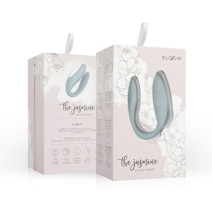 Голубой C-образный вибростимулятор для пар The Jasmine - Bloom. Фотография 11.