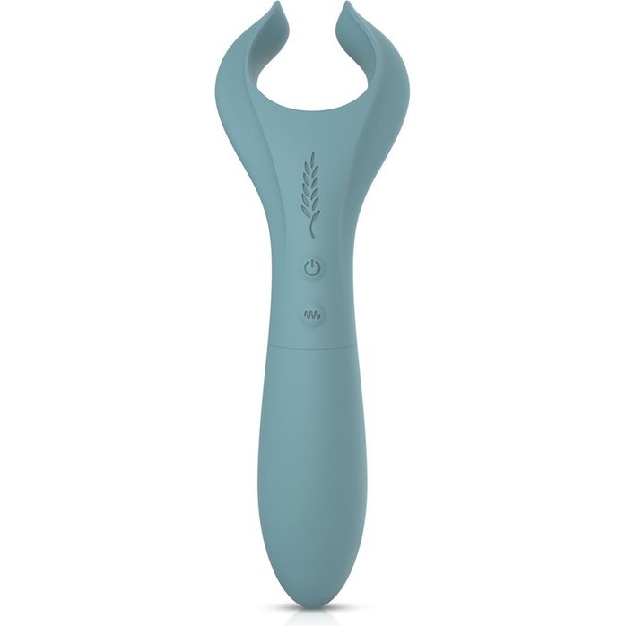 Голубой двусторонний вибромассажёр для пар The Peony - 19,2 см - Bloom. Фотография 3.