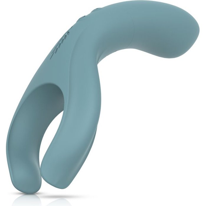 Голубой двусторонний вибромассажёр для пар The Peony - 19,2 см - Bloom. Фотография 6.