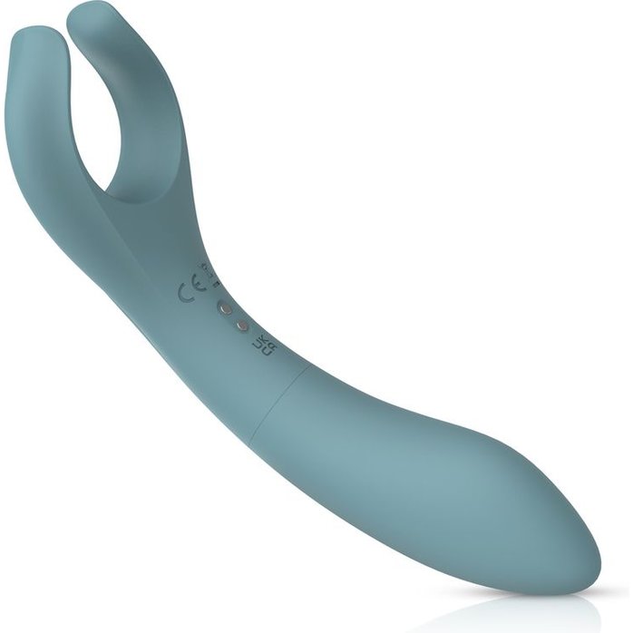 Голубой двусторонний вибромассажёр для пар The Peony - 19,2 см - Bloom. Фотография 7.