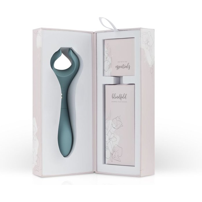 Голубой двусторонний вибромассажёр для пар The Peony - 19,2 см - Bloom. Фотография 10.