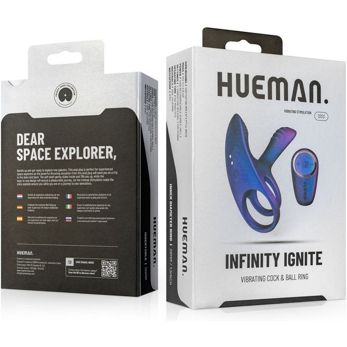Фиолетовое эрекционное виброкольцо с клиторальной подушечкой Infinity Ignite - Hueman. Фотография 2.