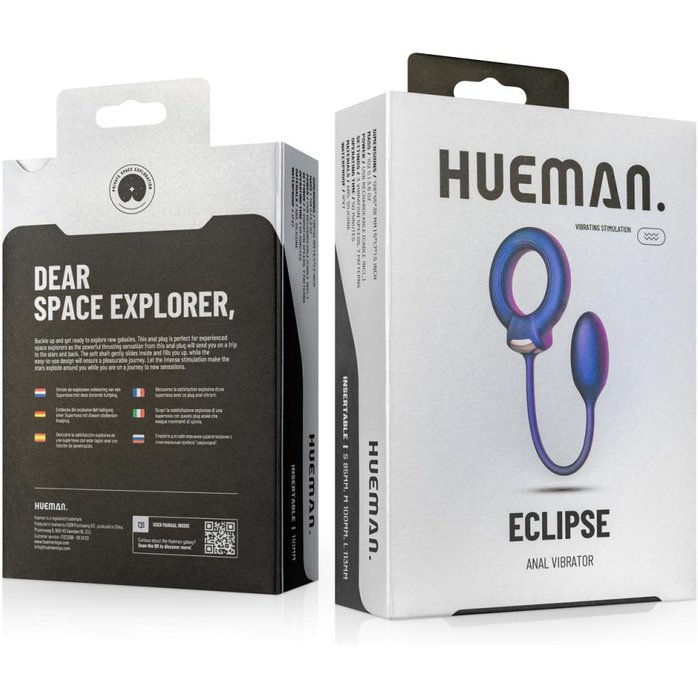 Фиолетовое эрекционное виброкольцо с анальным шариком Eclipse - Hueman. Фотография 2.
