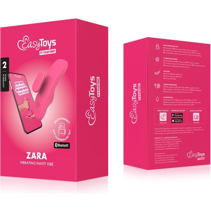 Розовый интерактивный вибростимулятор в трусики Zara - EasyConnect. Фотография 12.