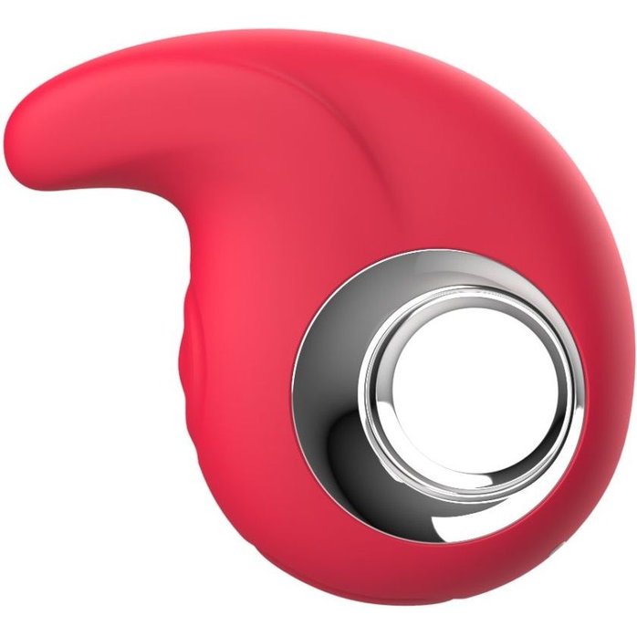 Красный клиторальный массажер с функцией постукивания. Фотография 5.