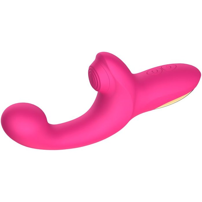 Розовый вибратор с функцией постукивания - 18 см. Фотография 3.