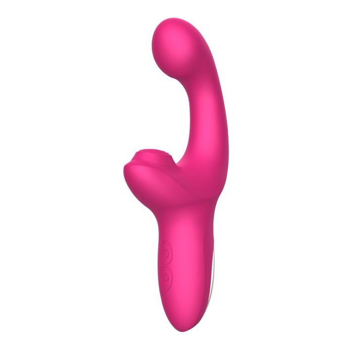 Розовый вибратор с функцией постукивания - 18 см. Фотография 4.