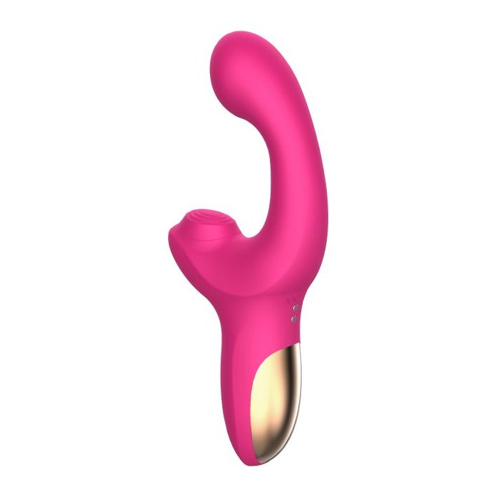 Розовый вибратор с функцией постукивания - 18 см. Фотография 5.