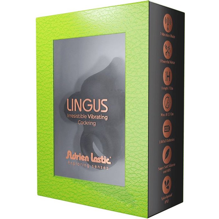 Черное эрекционное кольцо Lingus с вибрацией. Фотография 2.