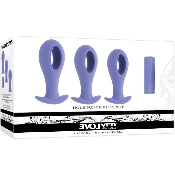 Набор из 3 анальных пробок с вибропулей Hole Punch Plug Set. Фотография 2.