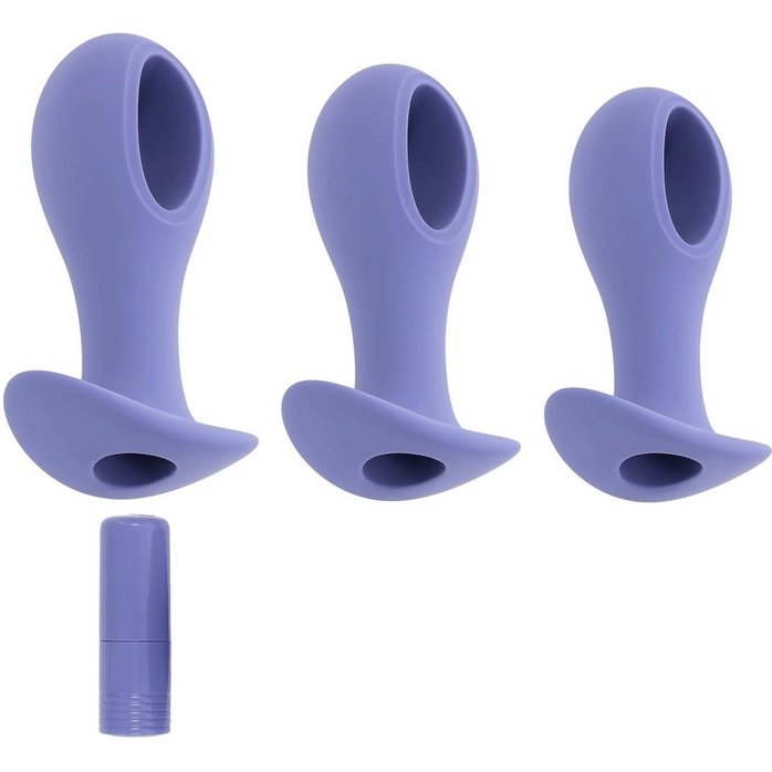 Набор из 3 анальных пробок с вибропулей Hole Punch Plug Set. Фотография 6.