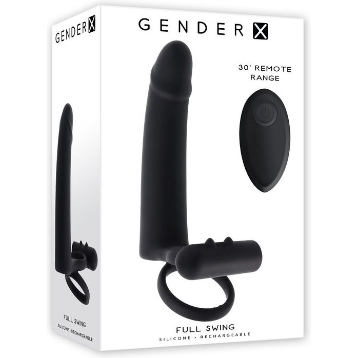 Черная вибронасадка для двойного проникновения Full Swing. Фотография 2.