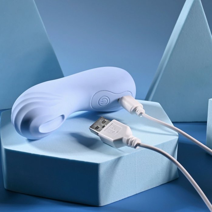 Голубой рельефный вибромассажёр на палец Good Point. Фотография 12.