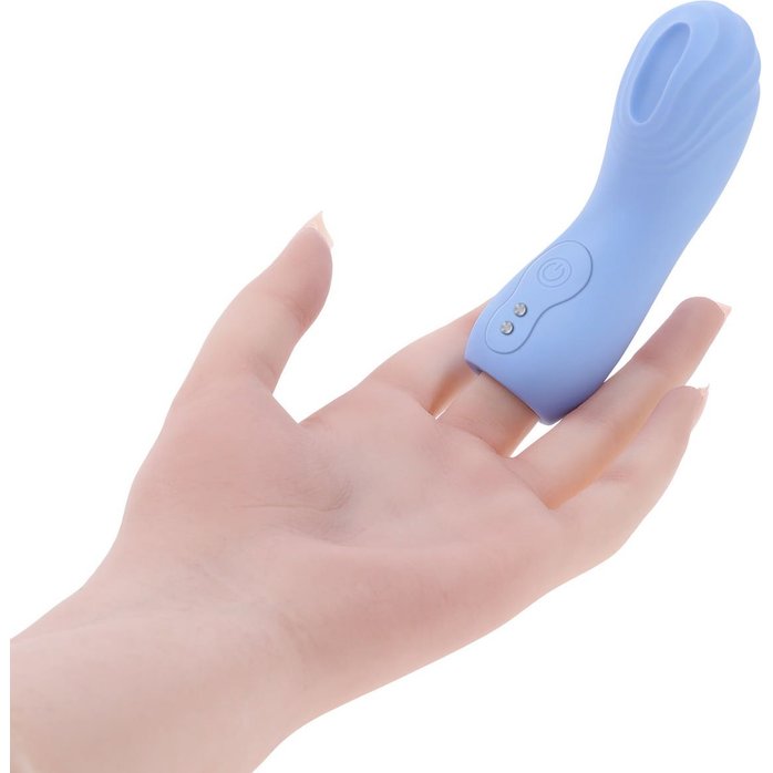 Голубой рельефный вибромассажёр на палец Good Point. Фотография 3.