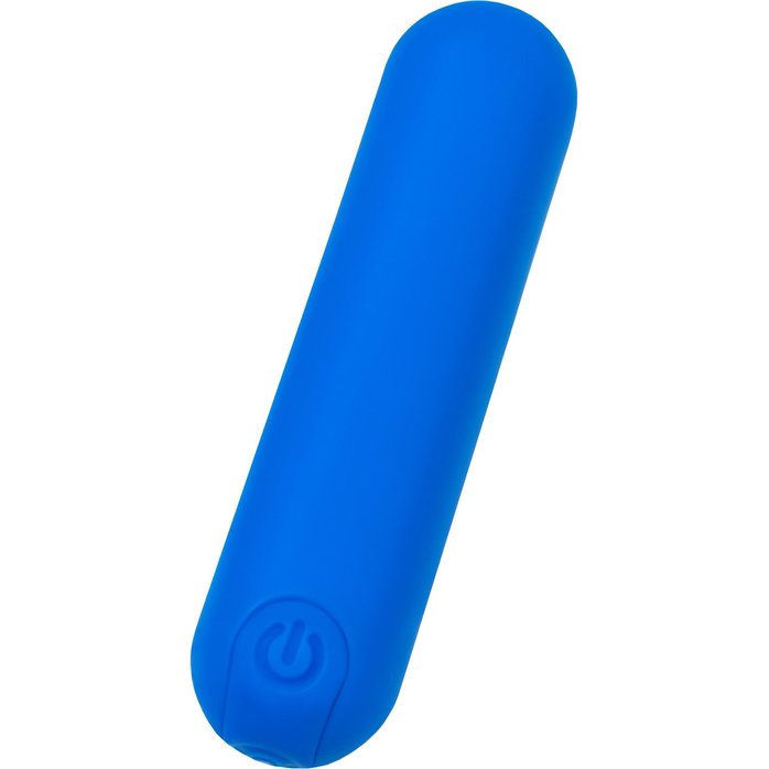 Синяя силиконовая перезаряжаемая вибропуля Nep - 8 см. Фотография 4.