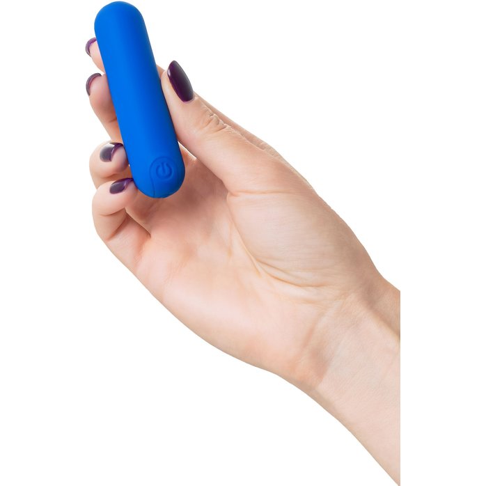 Синяя силиконовая перезаряжаемая вибропуля Nep - 8 см. Фотография 6.