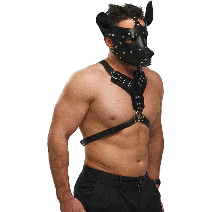 Черная кожаная маска «Собака». Фотография 5.