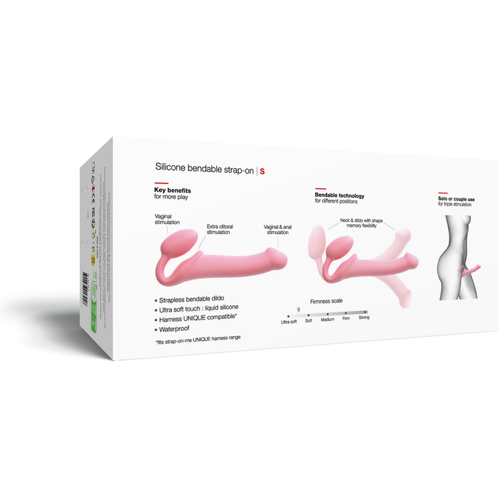 Розовый безремневой страпон Strap-on-me Semi-Realistic Bendable Strap-On size S. Фотография 11.