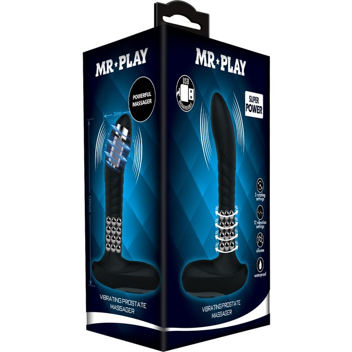 Черный стимулятор простаты с функцией римминга - 15,9 см - Mr.Play. Фотография 2.