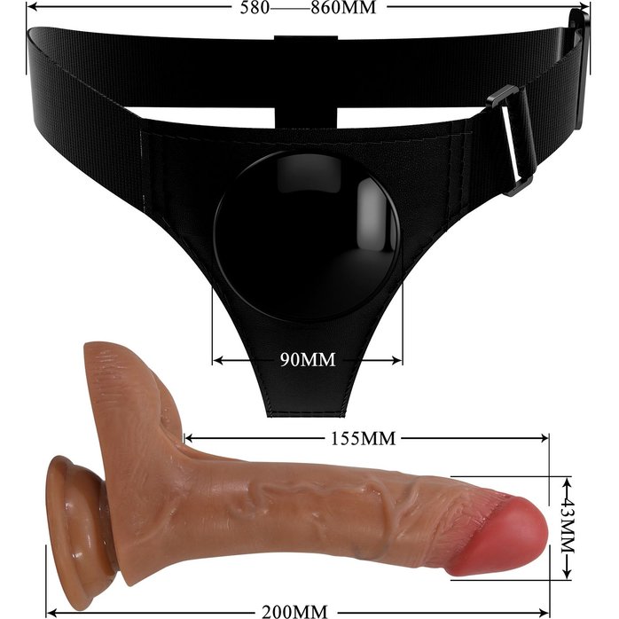 Женский страпон с вибрацией и эффектом эякуляции Oher - Pretty Love. Фотография 6.