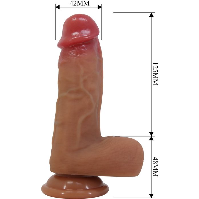 Телесный фаллоимитатор из жидкого силикона Curtis - 17,3 см - Pretty Love. Фотография 6.