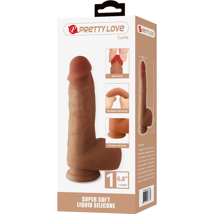 Телесный фаллоимитатор из жидкого силикона Curtis - 17,3 см - Pretty Love. Фотография 10.