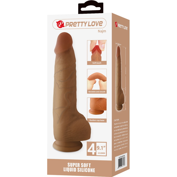 Телесный фаллоимитатор из жидкого силикона Najm - 23,2 см - Pretty Love. Фотография 8.