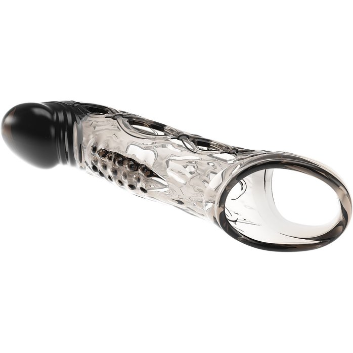 Черная удлиняющая насадка с рельефом Wayde - 21,3 см - Pretty Love. Фотография 5.