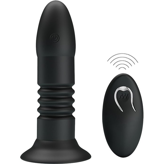 Черный анальный вибростимулятор с пультом ДУ - 13,8 см - Mr.Play